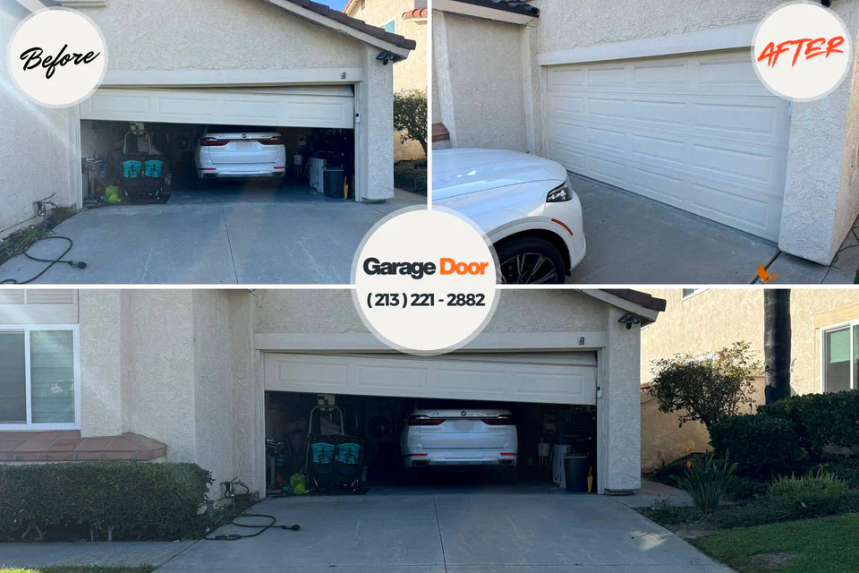 Before and after: garage door repair Augusta, ME